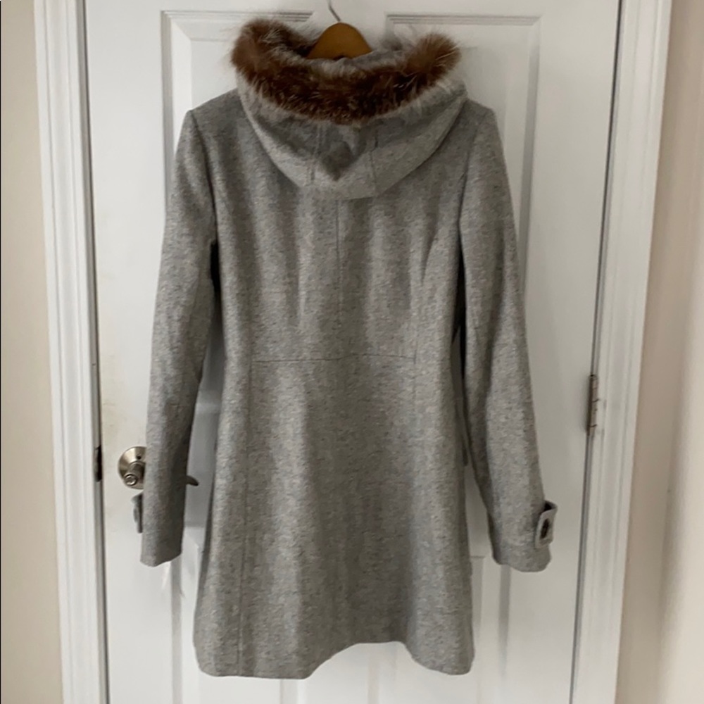 Pendleton Gray Wool coat w/ Real Fur Sz. 12 Large